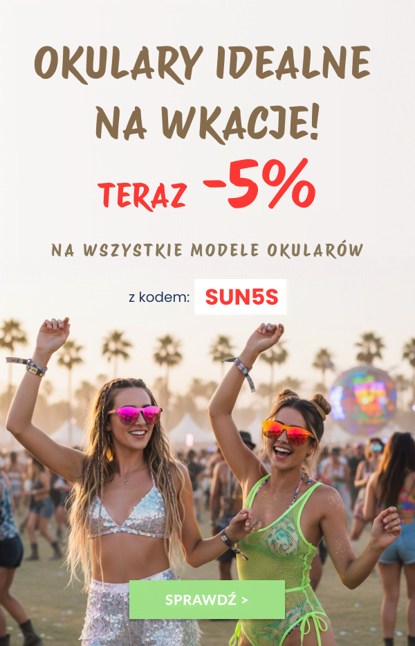 Okulary idealne na wakacje! Teraz -5% na wszystkie modele okularów z kdoem: SUN5S